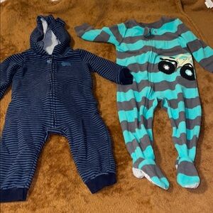 Striped Blue and Gray Kids One Piece